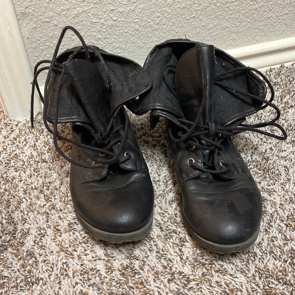 Black lace ankle boots